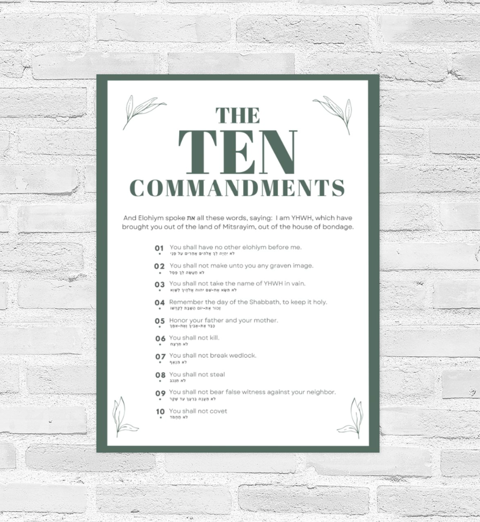 Digital Artwork - Ten Commandments Poster PDF - Scribbles & Scriptures