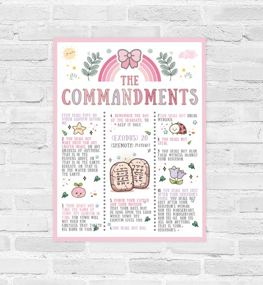 Printable Artwork -  Girls Kids Ten Commandments Poster PDF - Scribbles & Scriptures