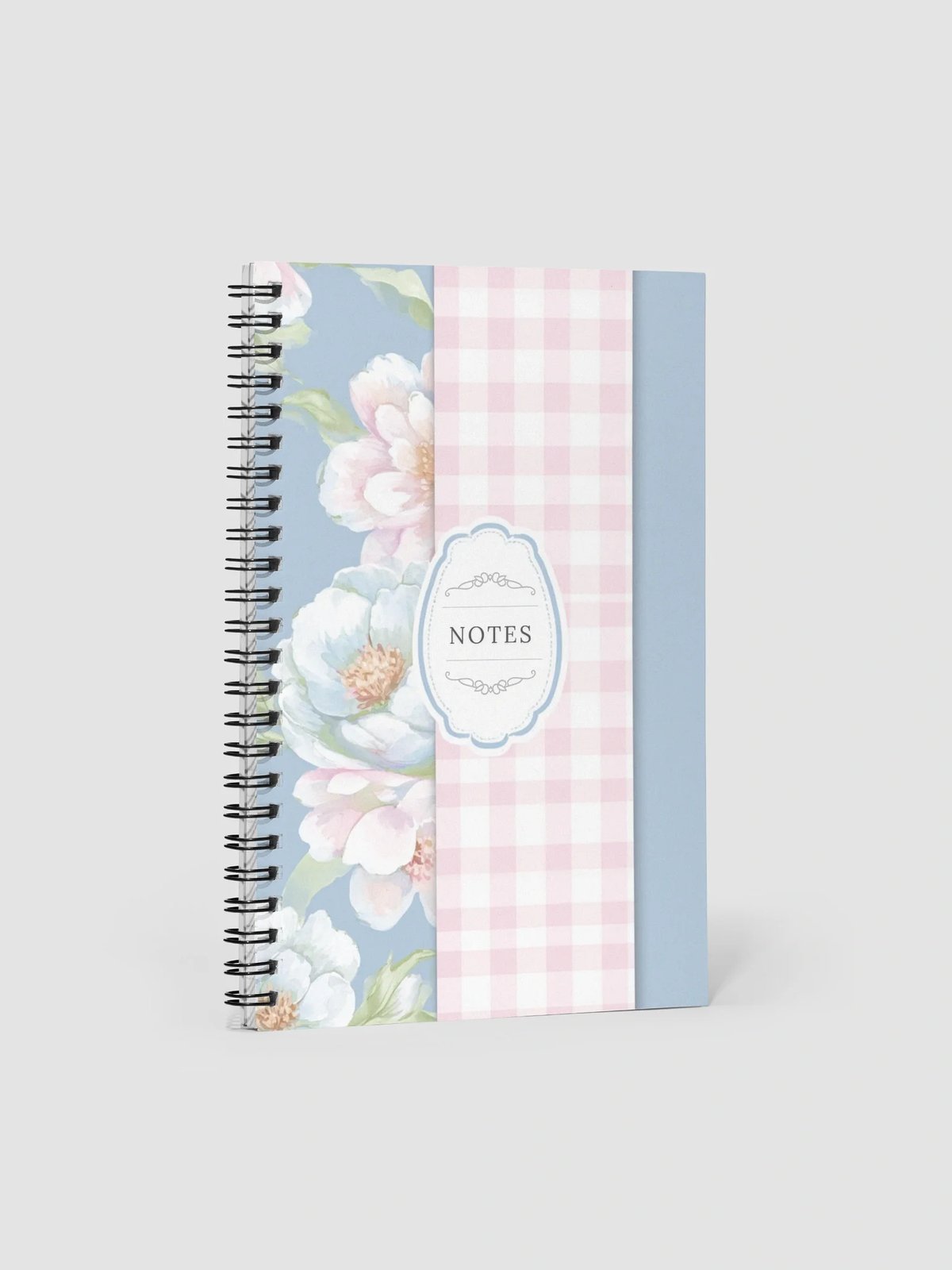 Floral & Checkered Split Design Notebook - PqRndlQO1Q8