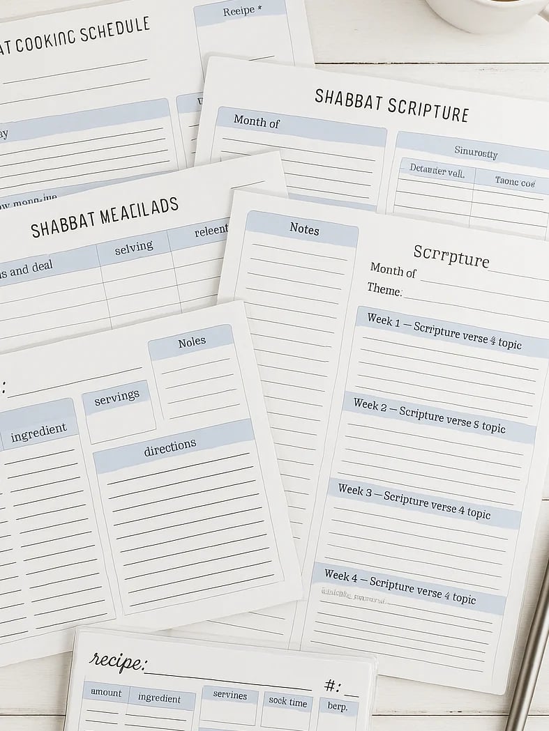 Shabbat Planner | 15-Page Printable Bundle for Messianic Families - dr2Nmw