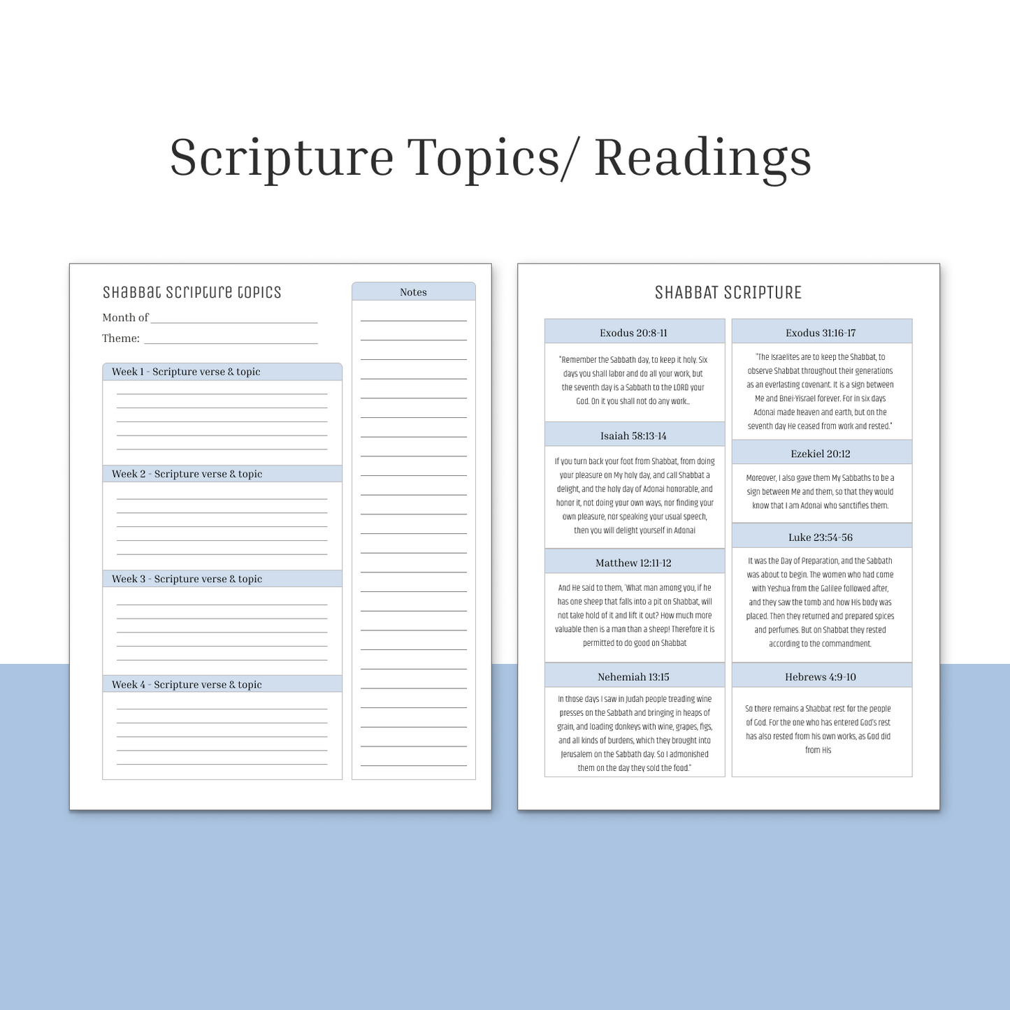 Printable Shabbat Planner (Digital) - Scribbles & Scriptures