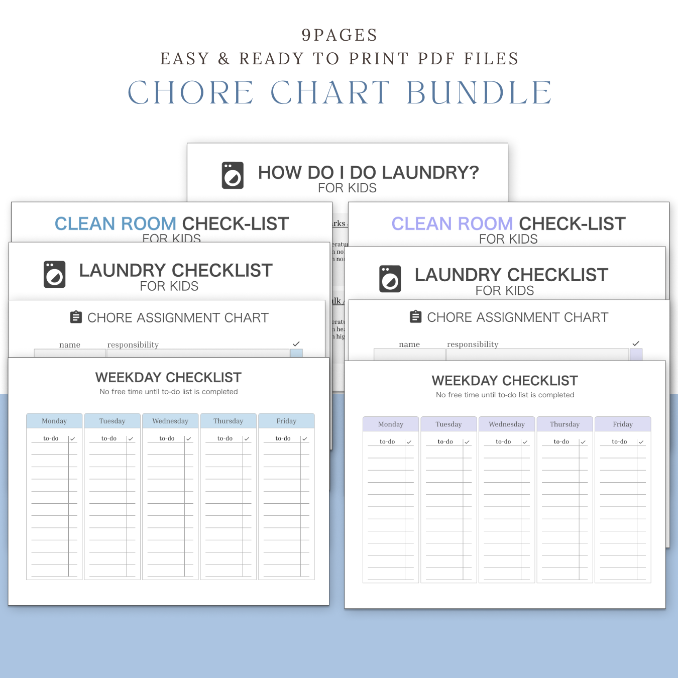 Printable Chore Chart Bundle - Scribbles & Scriptures